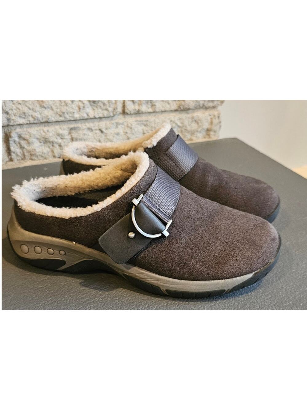 Easy Spirit Loafers Wend Slip-On  Casual Clogs, Faux Fur Lining Womens Sz 6W